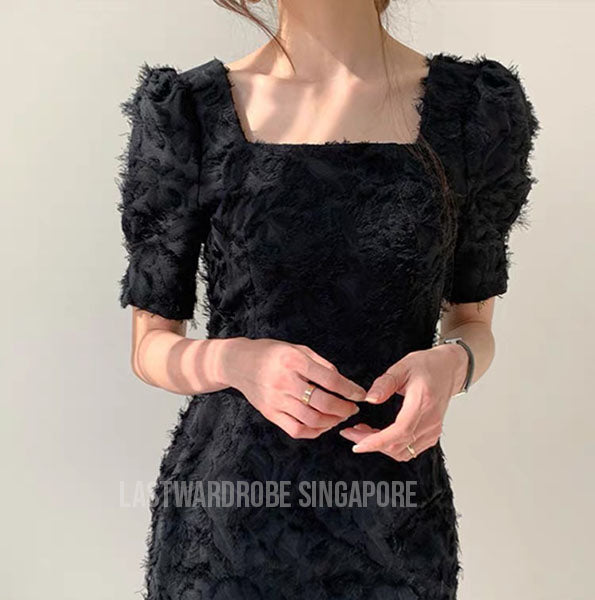 Korean Lorene Feather like Midi Dress
