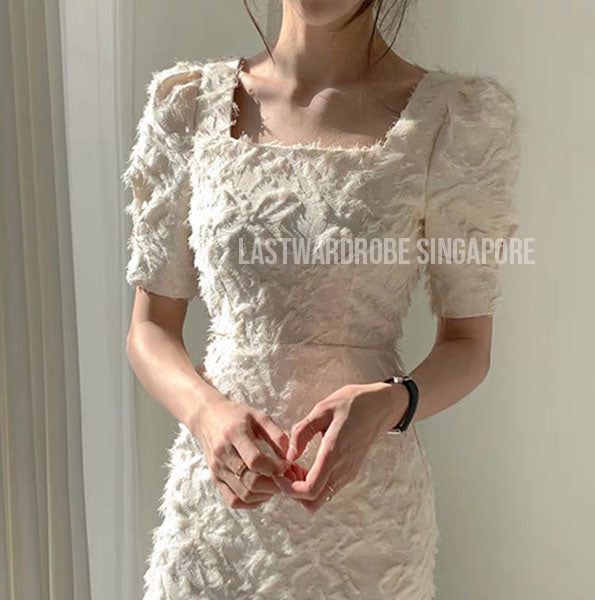Korean Lorene Feather like Midi Dress