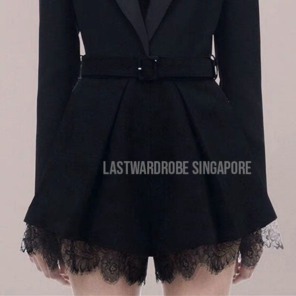Korean Angela Tuxedo Lace Women Romper