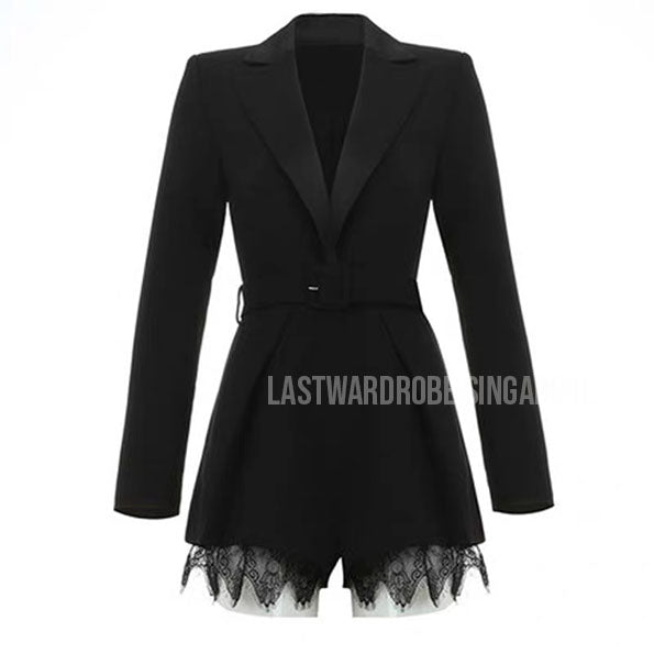 Korean Angela Tuxedo Lace Women Romper
