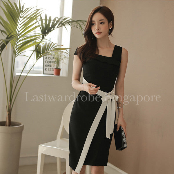 Korean OL Style Bandage Women's Dress