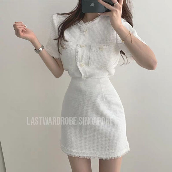 Korean Sophie Tweed Two Piece Skirt Set