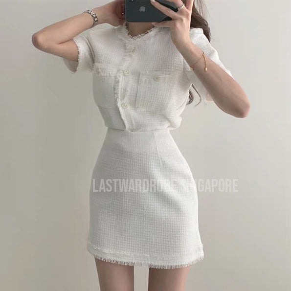 Korean Sophie Tweed Two Piece Skirt Set