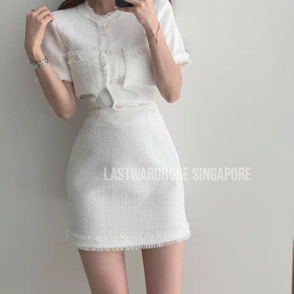Korean Sophie Tweed Two Piece Skirt Set