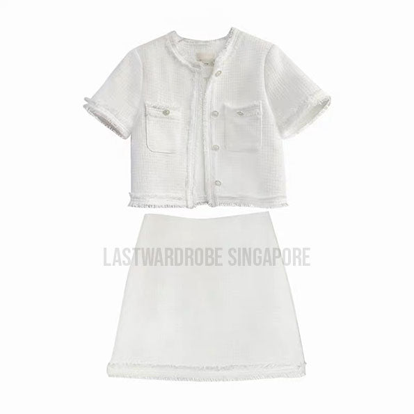 Korean Sophie Tweed Two Piece Skirt Set