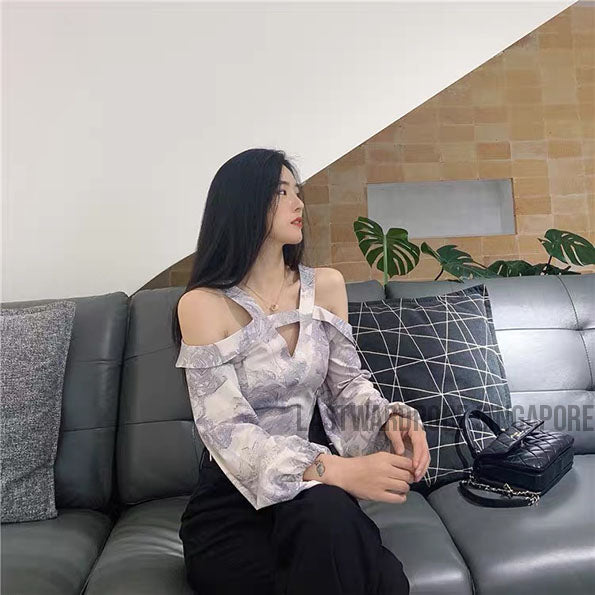 Korean Flynnie Puffy Sleeve Print Blouse