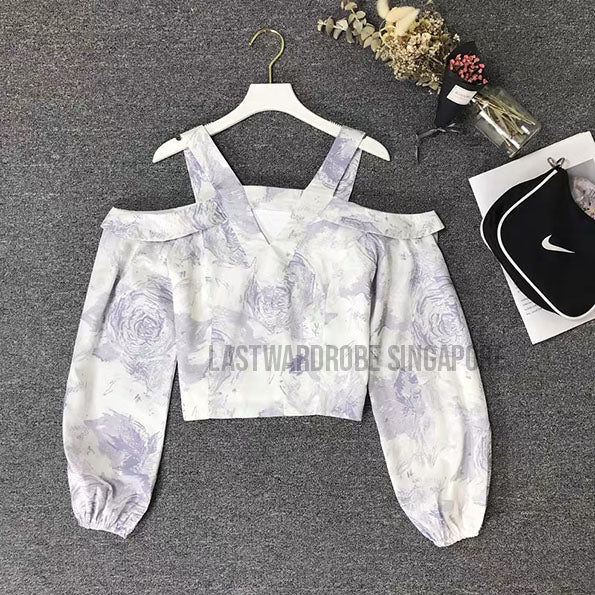Korean Flynnie Puffy Sleeve Print Blouse