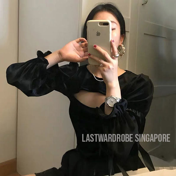 Korean Diara Round Neck Puffy Sleeve Blouse