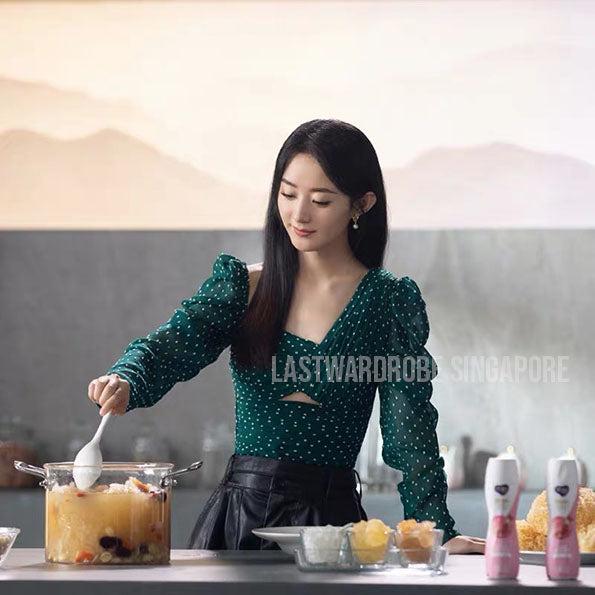 Korean Jaceline Polka Dot Cut Out Top