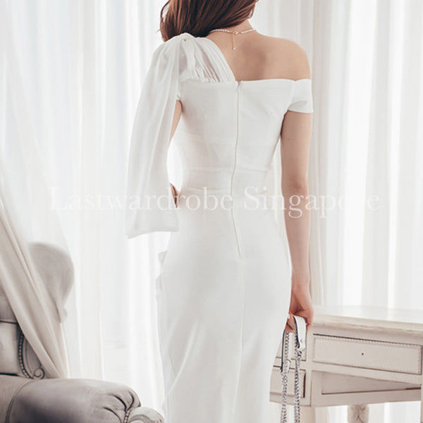 Korean One Shoulder Toga Pencil Dress
