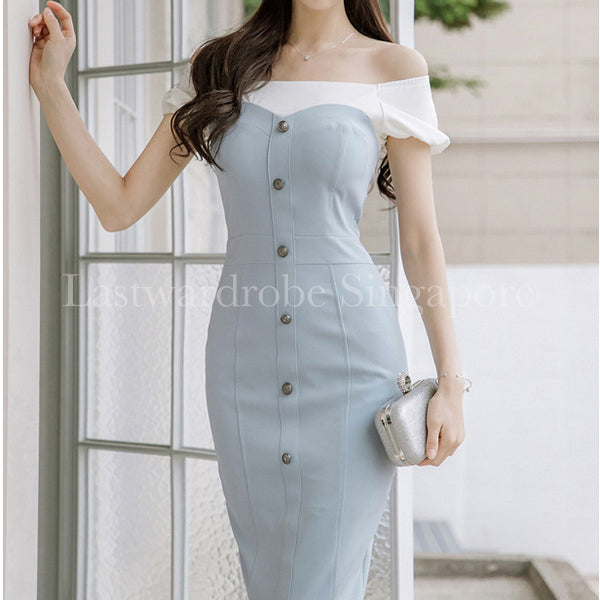 Korean Grace Pencil Midi Dress