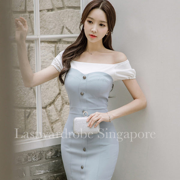 Korean Grace Pencil Midi Dress
