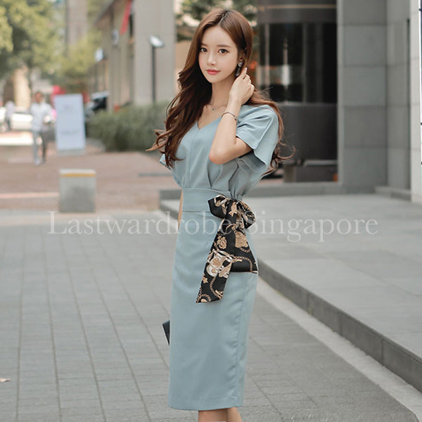 Korean Jade Two Piece Bodycon Dress
