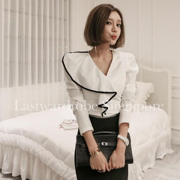 Korean Stacy Ruffle Blouse