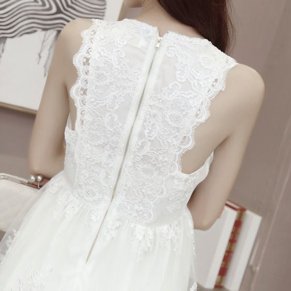 Korean Style Sweet O Neck Floral White Lace Dress LastWardrobe Singapore Korean Style Sweet O Neck Floral White Lace Dress LastWardrobe Singapore