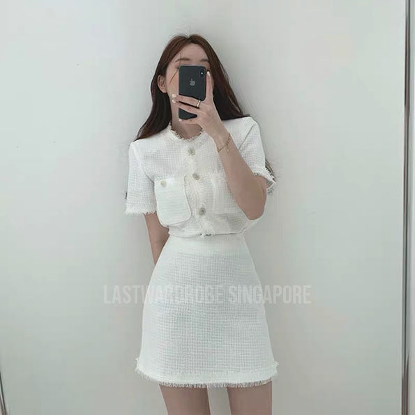 Korean Sophie Tweed Two Piece Skirt Set