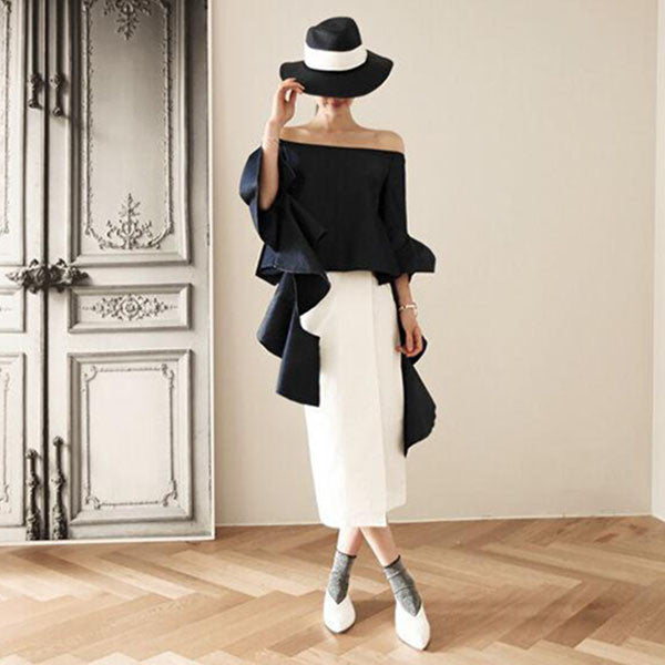Korean Off Shoulder Blouse with Dripping Sleeve