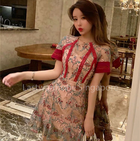 Korean Beverly Oriental Floral Dress